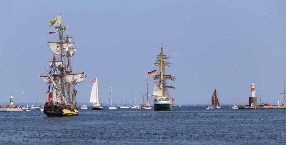 Sailing ships leaving port of Aarhus
