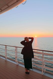 Cruise ship holiday at sea sunset