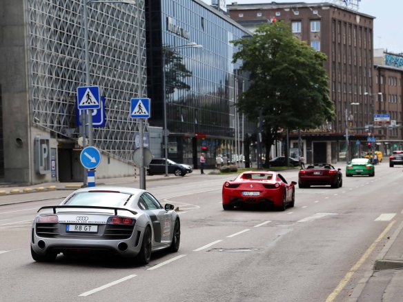 Supercars on a race in Tallinn Estonia