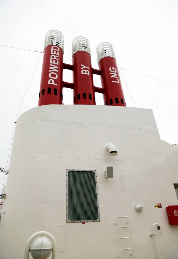 MS Stavangerfjord powered by LNG funnels